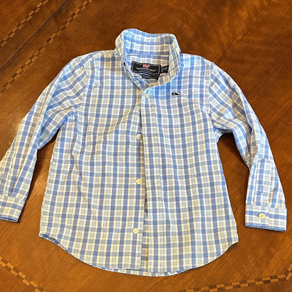 Vineyard Vines Kids' Light Blue Plaid Button-Down Shirt